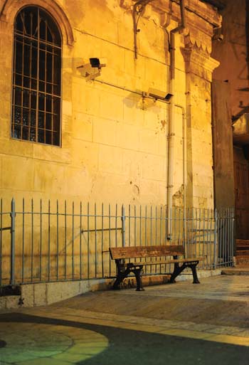 A bench in the Old City of Jerusalem