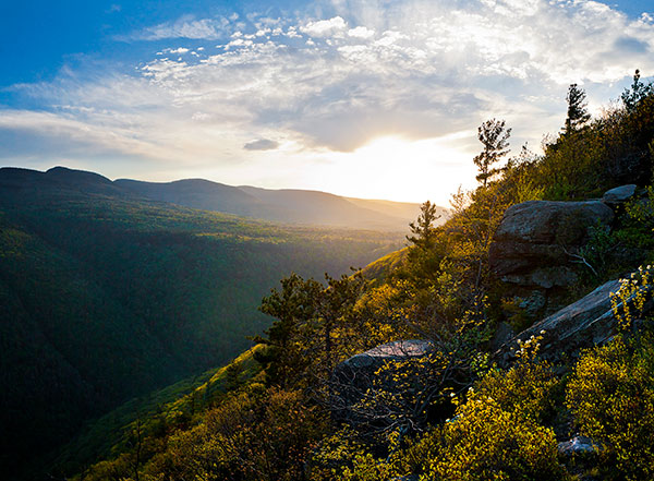 sun rising over the Catskill mountains