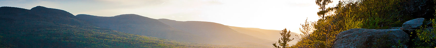 sun rising over the Catskill mountains