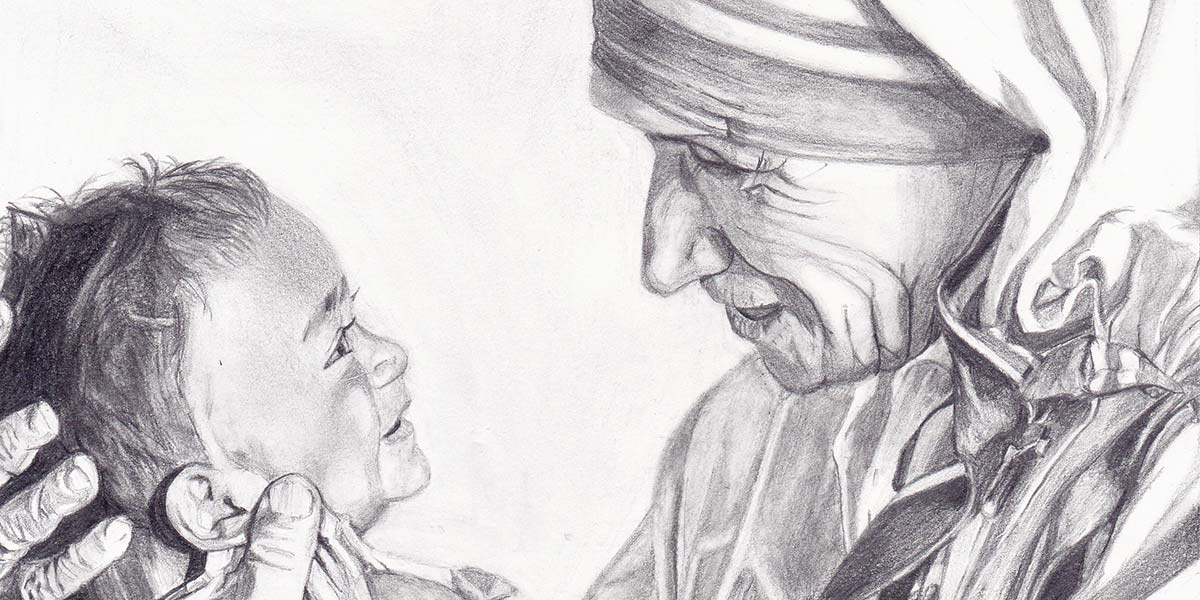 Mother easy. Mother Teresa. Mother Sketch.