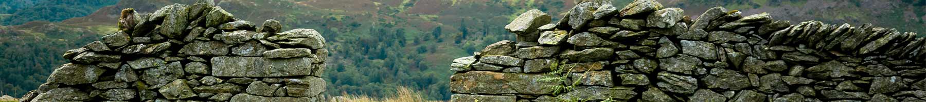 old stone wall in the Lake District in the UK