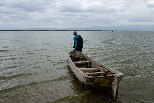 Wayuu man in a boat