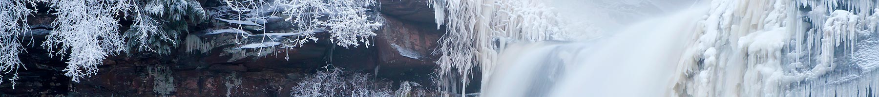 frozen waterfall in winter