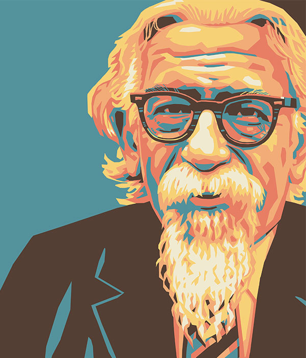 colorful illustration of Abraham Joshua Heschel