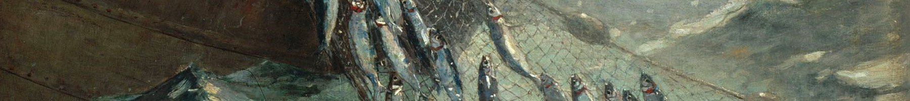 painting of herring in a net