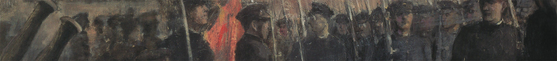 painting of young men marching off to war