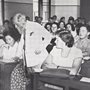 Professor Martin Buber with students at the at Hebrew University in Jerusalem