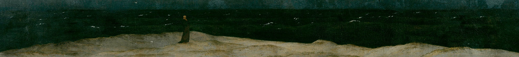 painting of a monk standing by the sea