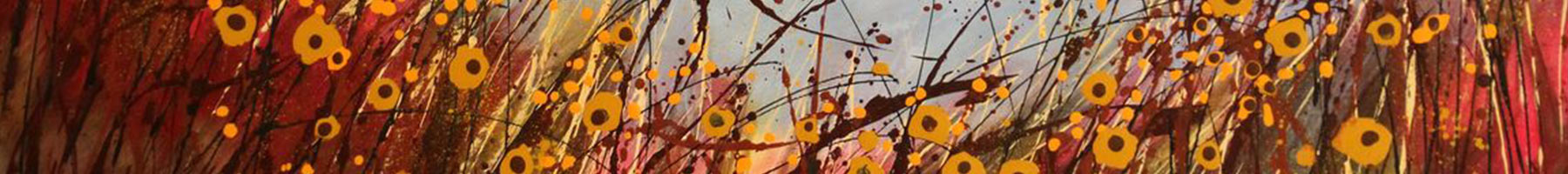 abstract painting of a field with flowers