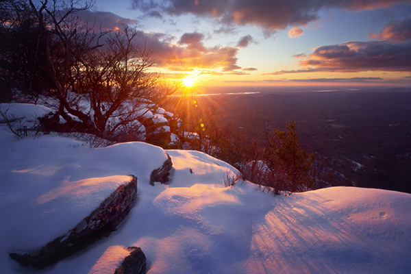 winter sunrise over the Hudson Valley