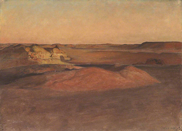 painting of the Libyan Desert at sunset