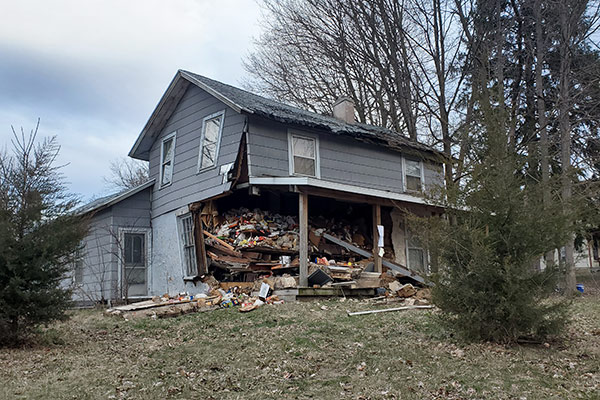 a collapsing house