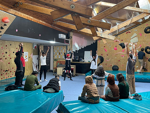 people working out in a gym