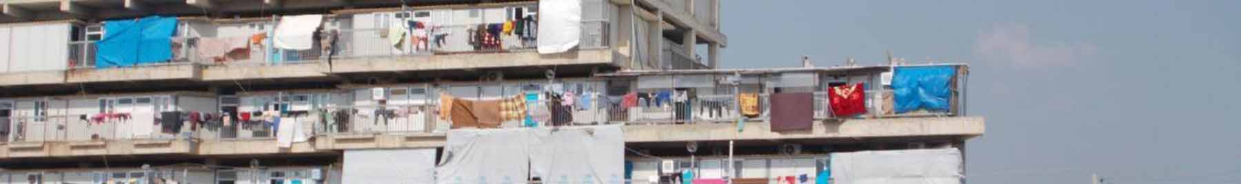 Displaced persons living in an unfinished building in Iraq.