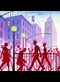 illustration of people walking in the streets of a city