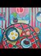 abstract painting of breakfast table with fried eggs