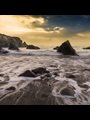 breaking waves and sunrise