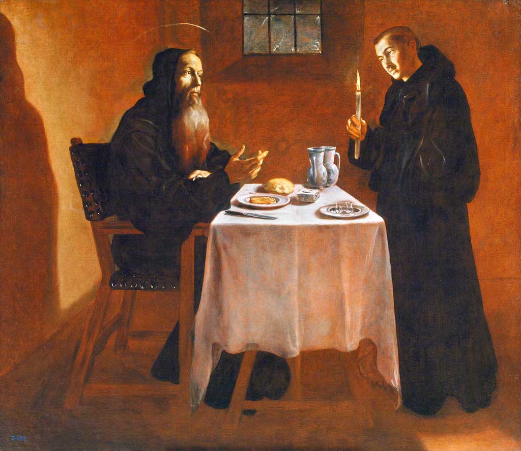 Painting by Juan Rizi, Saint Benedict at Table