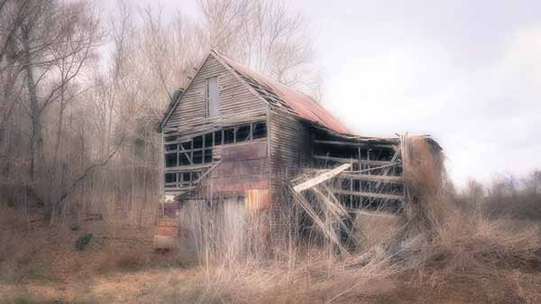 an old barn in the woods