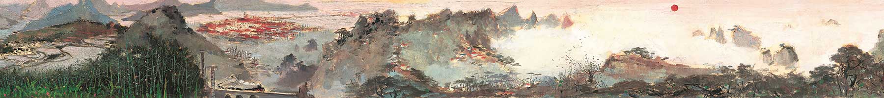 detail from Wu Guanzhong, The Yangtze River in 1974 oil painting