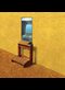 illustration of an ATM machine with a kneeler and bible in front of it