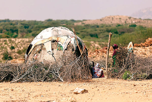 A somali hut called aqal in the desert, Togdheer region, Burao, Somaliland