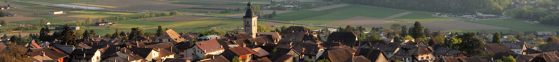 village in Switzerland in the evening light