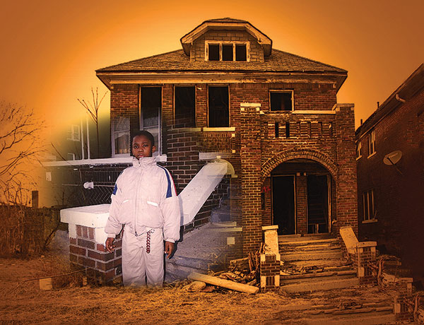 the author in front of his family’s first house in Detroit