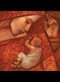 painting in orange and red of a mother and baby