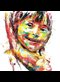 painting of smiling boy with Down Syndrome in abstract bright colors
