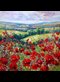 a painting of a field full of poppies in the English countryside