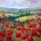 a painting of a field full of poppies in the English countryside