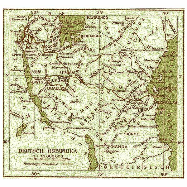 Map showing the route of Richard Kandts expedition, 1897–1901