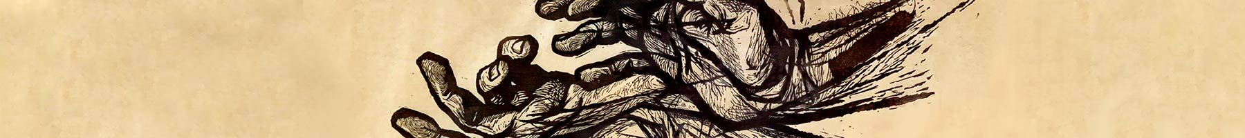 linoprint of two hands