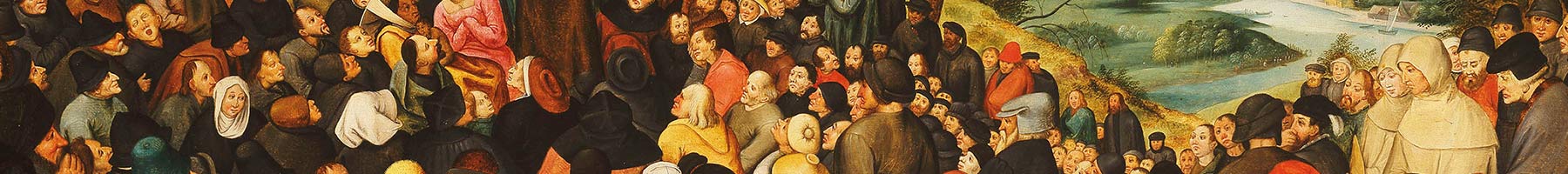 painting of a crowd listening to John the Baptist preach