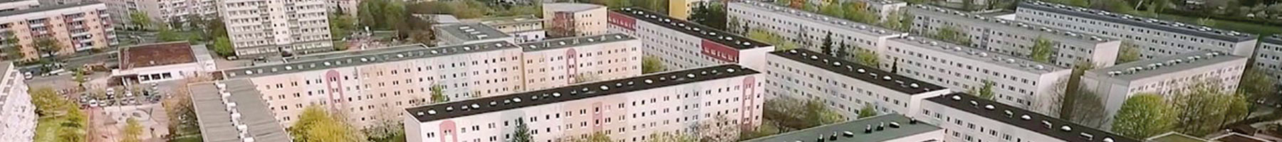 aerial view of apartment blocks in a city