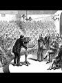 illustration of Alexander Graham Bell demonstrating his experimental telephone