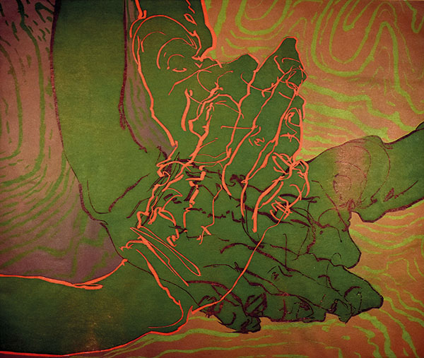 orange and green illustration of hands