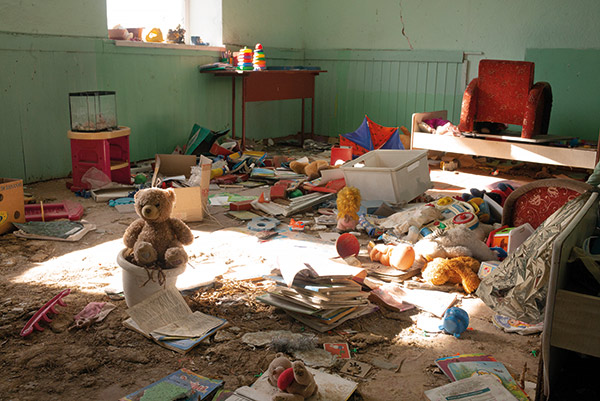 classroom destroyed by shelling