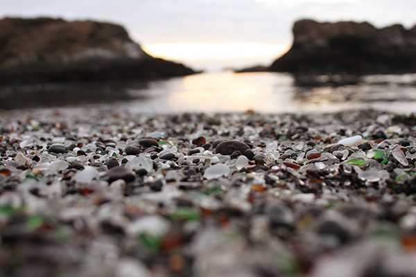 colorful pebbles by water