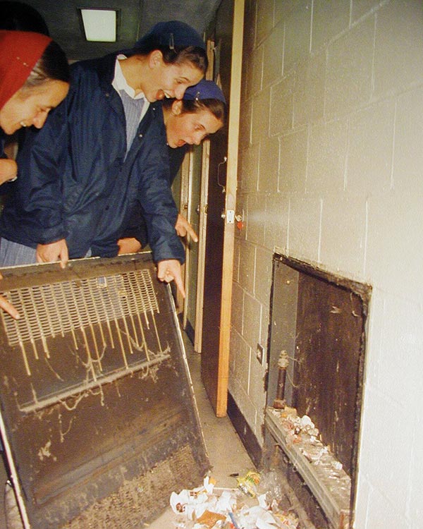 cleaning an old heater full of junk