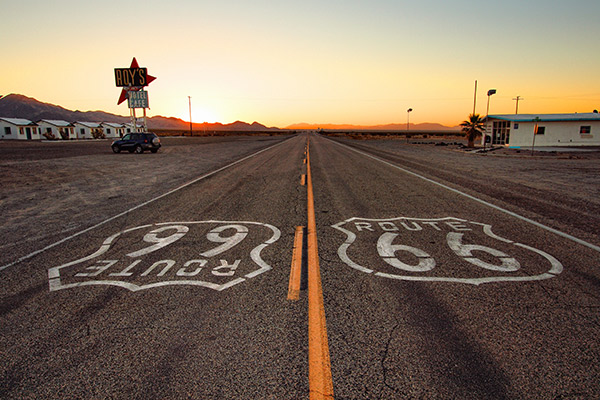 Route 66 at sunset