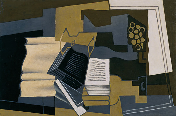 abstract painting of books on a desk