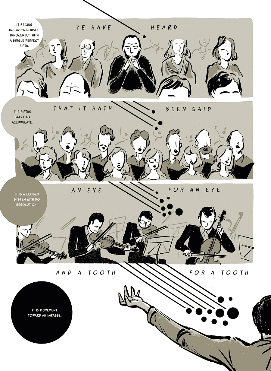 excerpt from a graphic novel about Arvo Pärt