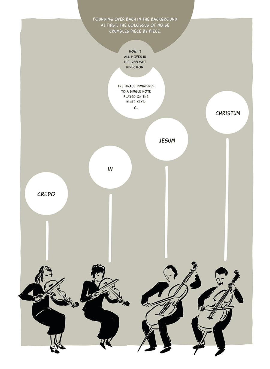 excerpt from a graphic novel about Arvo Pärt