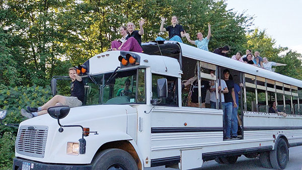 people riding on a bus