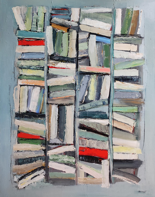 Painting of bookshelf