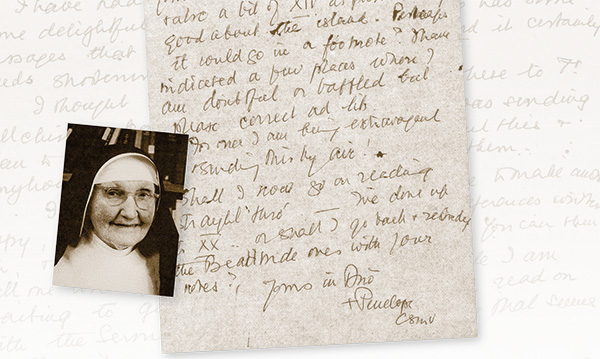 Handwritten note by Sister Penelope