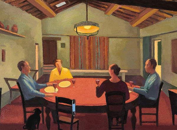 Four people sitting around a table