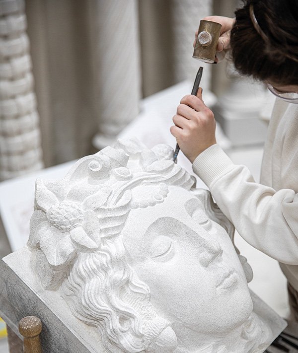 Chiseling a sculpture